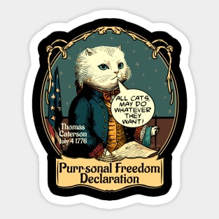 4th of July Cat USA Freedom Declaration for Cat Lovers Sticker